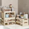 Cosmetic Storage Box Desktop Drawer Type Dust-proof Stackable & Collapsible Large Organizer Box with Transparent Double-door