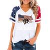 Women V Neck Short Sleeve Pullover T Shirt Casual Top with Graphic Print for Independence Day Celebration 1776 To 2026 Commemorative Design