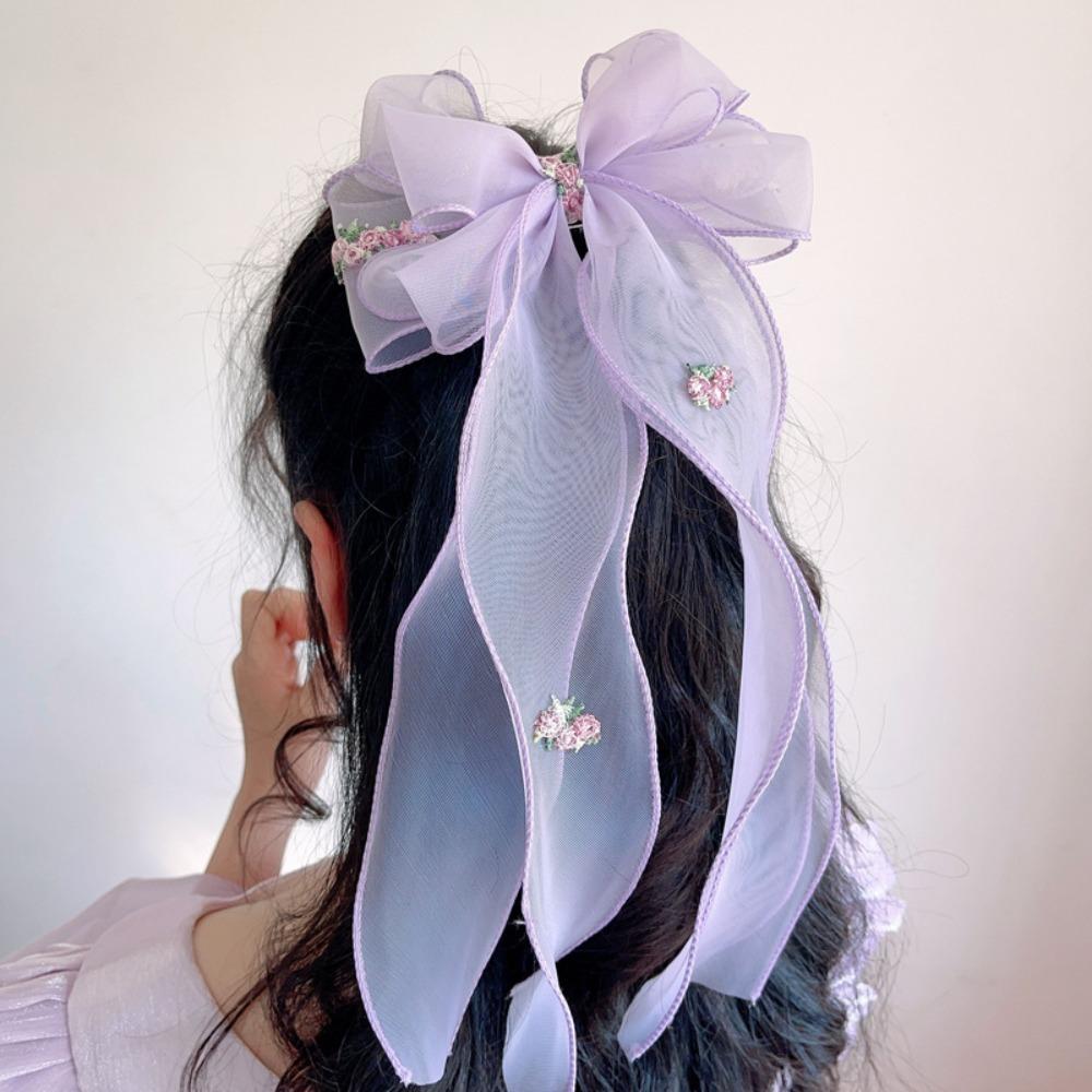 

Bowknot Braided Hairpin Solid Color Hair Accessories Elegant Ponytail Headdress Kids фиолетовый
