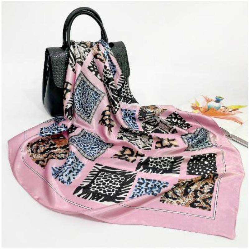 

Fashion Satin Silk Scarf for Women Floral Print Headband Neck Scarves Female 90cm Square Shawl Hijab Scarfs For Ladies 90x90cm