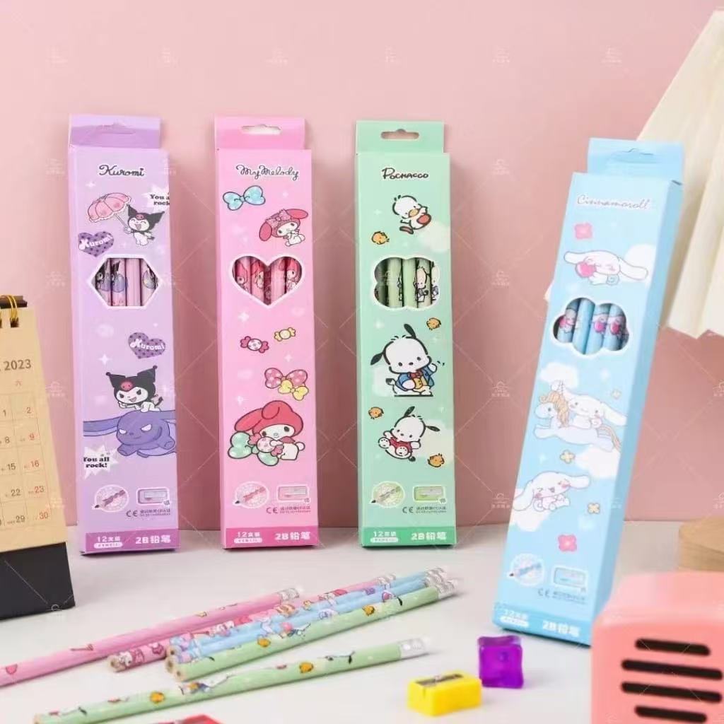 KPop 12PCS/Set Demon Hunters 2B Wooden Pencils Anime Series Pencil Stationery Writing Sketch Drawing Tools Gifts Office Supplies