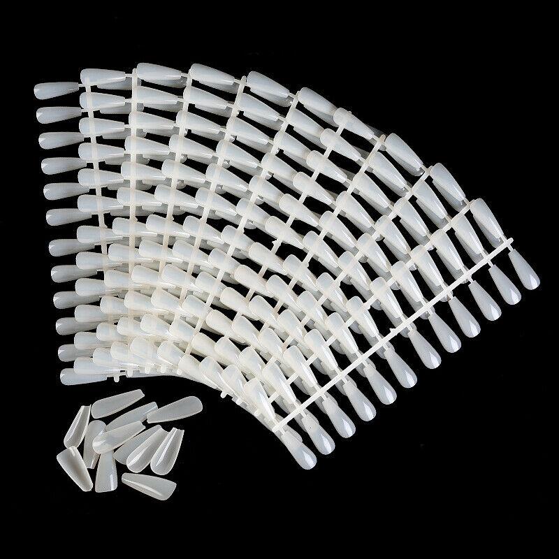 240Pcs Natural False Coffin Nail Tips Ballet T-Shaped Fake Full Cover Nail Art Gel Polish UV Tools Manicure Accesories
