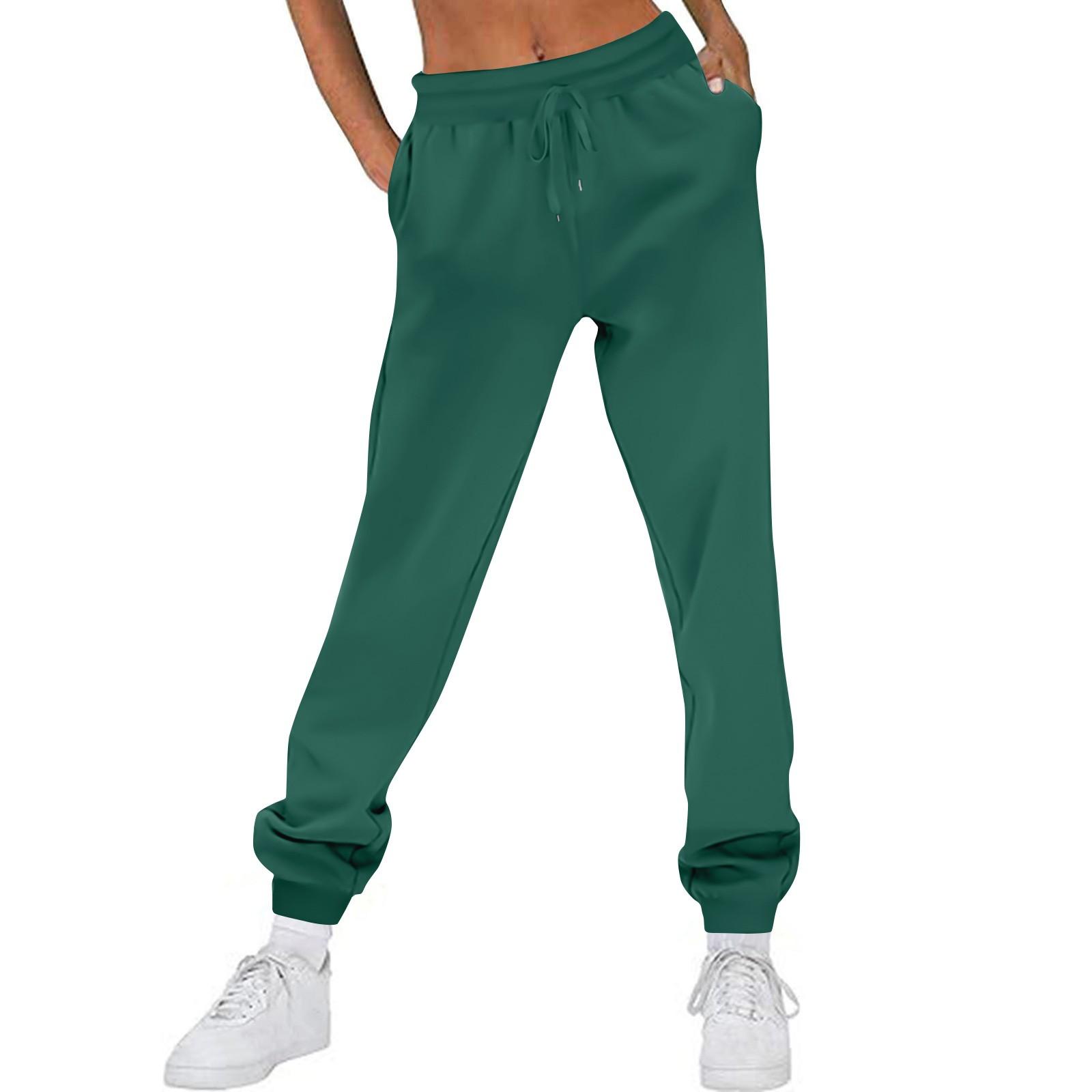 

Женские широкие спортивные штаны с высокой талией и завязками для тренировок, спортивные повседневные брюки с карманами S зелёный