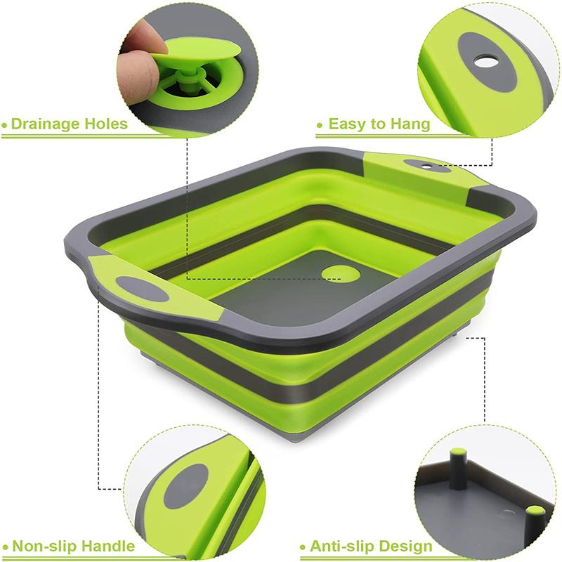 Składana deska do krojenia Wielofunkcyjny składany odpływ zlewu Zmywalny sitko do warzyw Organizer do przechowywania naczyń kuchennych