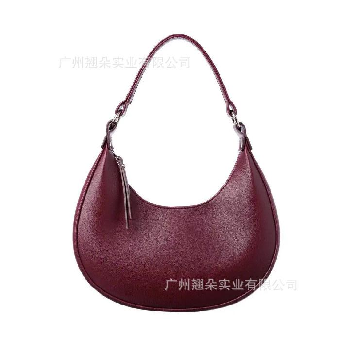 

2025 New Women s Crossbody Handbag Half Moon Bag Fashionable High-end Portable Large Capacity Shoulder Bag Burgundy without logo