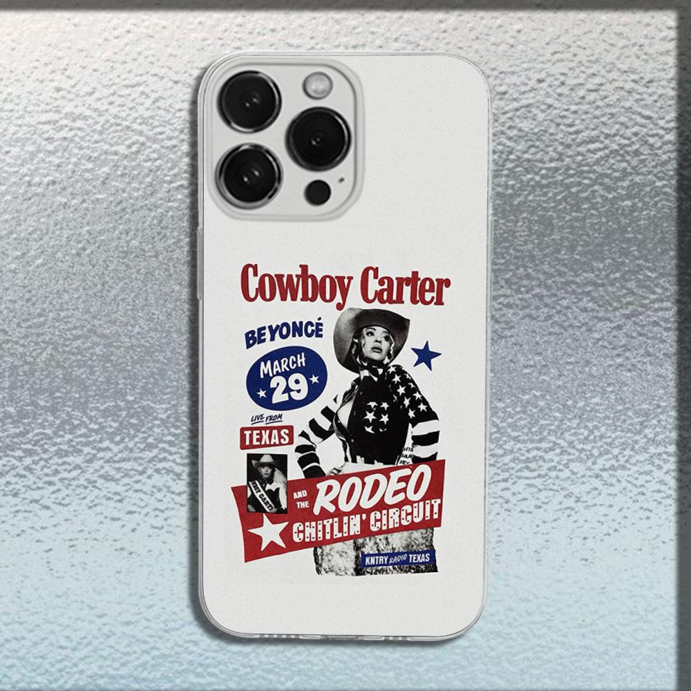 Singer B-Beyonce Cowboy Phone Case For iPhone 16,15,14,13,12,11 Plus,Pro,Max,XR,XS,X,Plus,SE,Mini Transparent Soft Cover