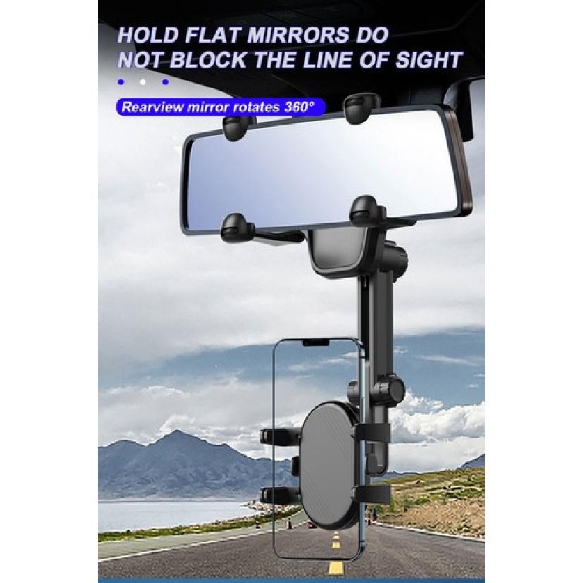 Phone Holder Car Rearview Mirror Mount Stand Rotatable Fit For 4-7in Cell Phones