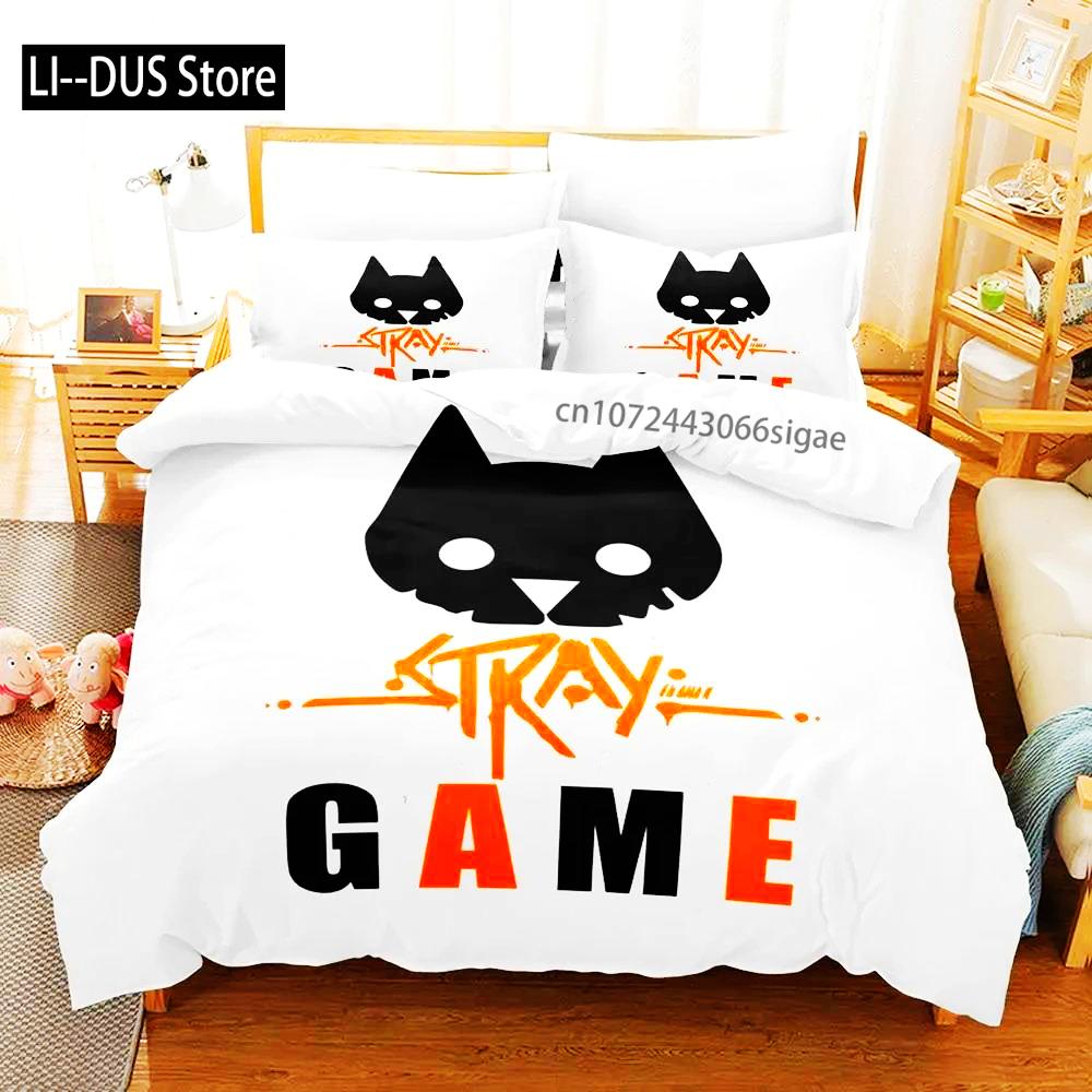 

Comforter Stray Game Cat And Momo Bedding Set Single Twin Full Queen King Size Aldult Boys Bedroom s Kawaii Anime Bed Comforter (quilt)-EU Single(135*200cm)3pcs