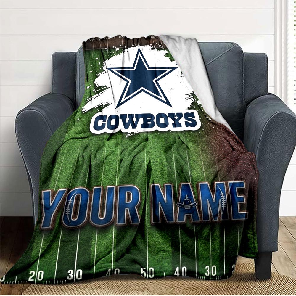 Name Custom Dallas Cowboys Logo Print Flannel Blanket High Quality Warm Comfortable Cover for All Seasons Perfect for Gifts Home Decor