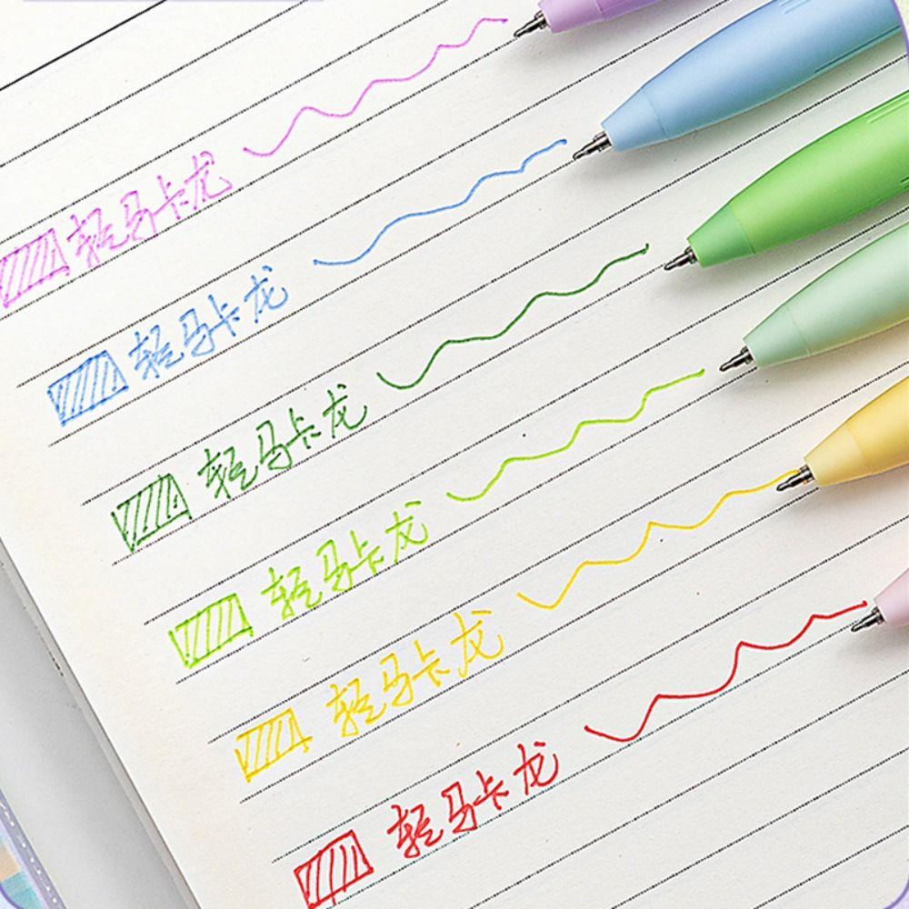 6Colors/Set Press Type Color Gel Pen Color Ink Macaron/Morandi/Retro Color Neutral Pen 0.5mm ST Tip Signing Pen Students Gift