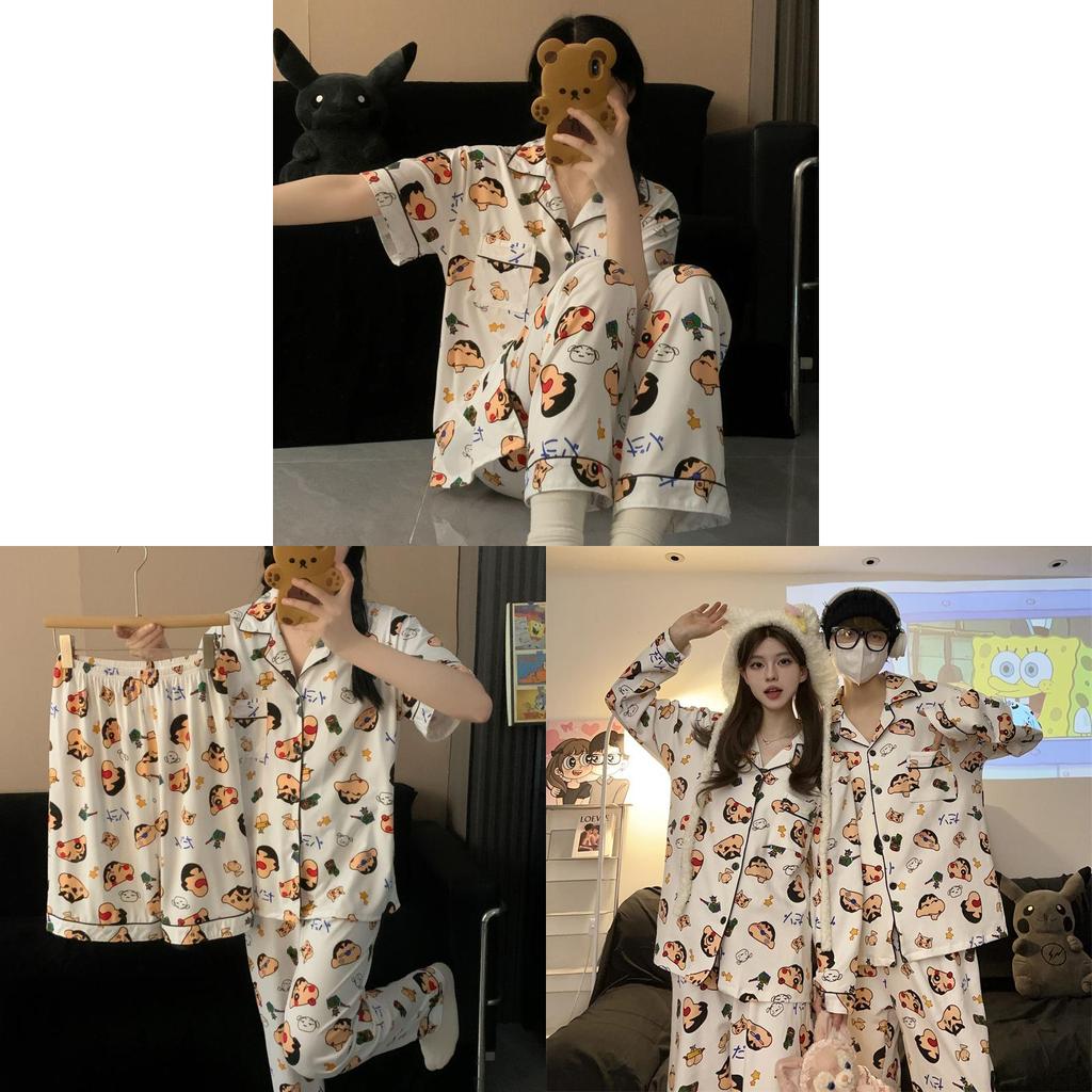 Cartoon Summer Sleepwear Set For Men And Women With Milk Silk Fabric Breathable Lounge Wear