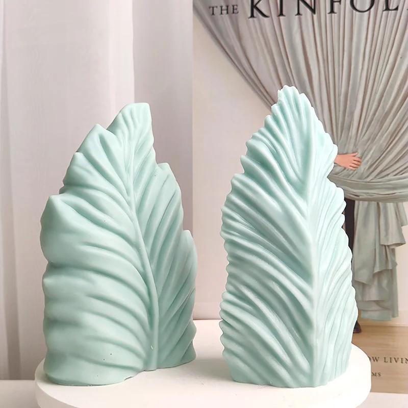 DIY Silicone Candle Mold Leaf Shape Scented Candle Resin Geometric Large Scallop Soap Wax Mold for Home Decor