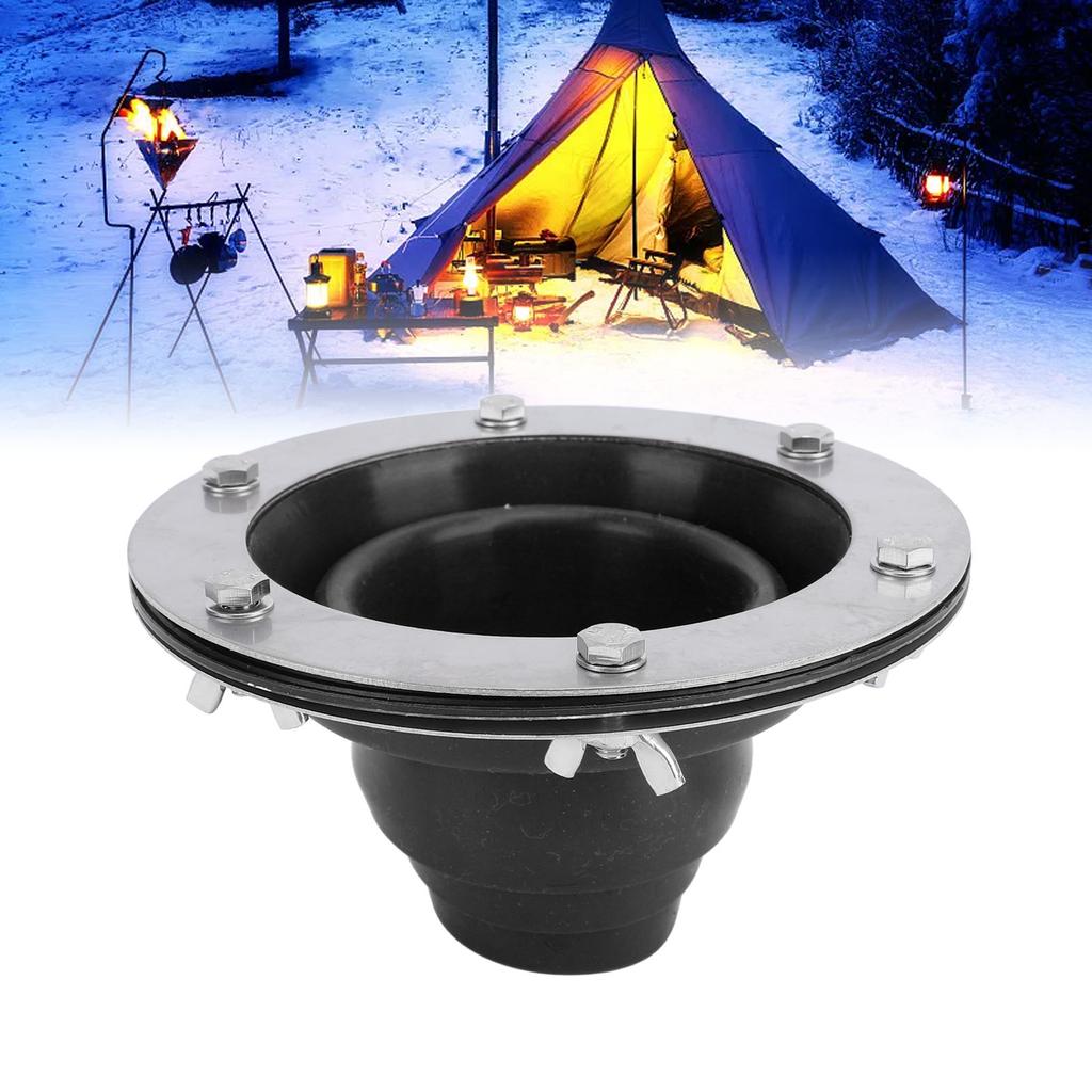 Zeltkocher Kit Hochtemperatur-Silikonrohr-Stiefel Flashing Dachkamin-Kit Kompatibel mit dreiwandigen Rohrstücken