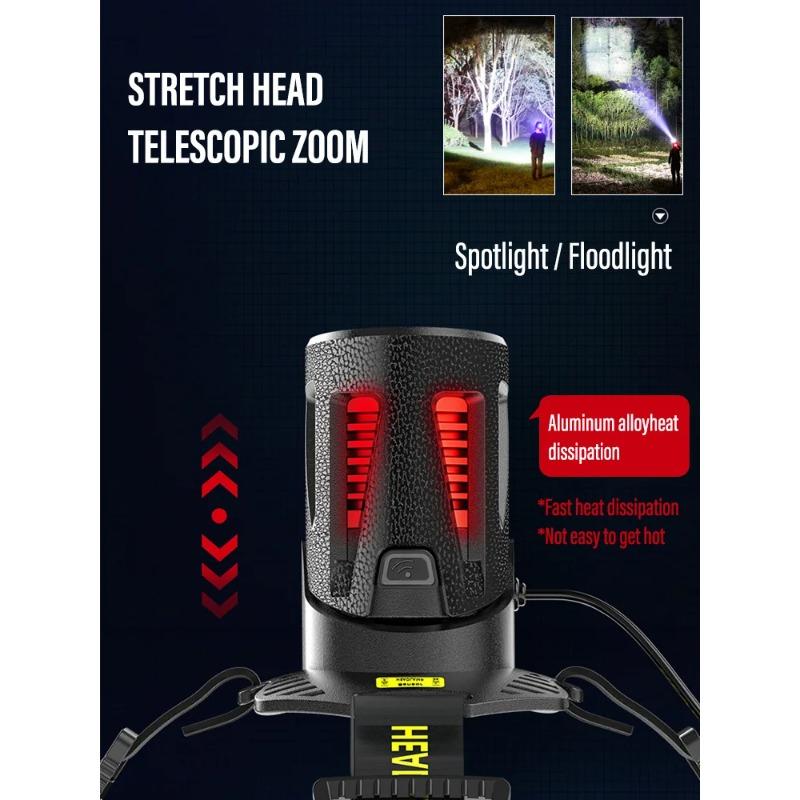 XHP360 High Power Fishing Headlamp USB Rechargeable LED Flashlights Camping Hiking Light Headlight Can Be Used As A Power Bank