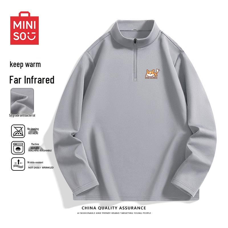 MINISO Men's Thermal Half-Zip Stand Collar Long Sleeve Base Layer Top