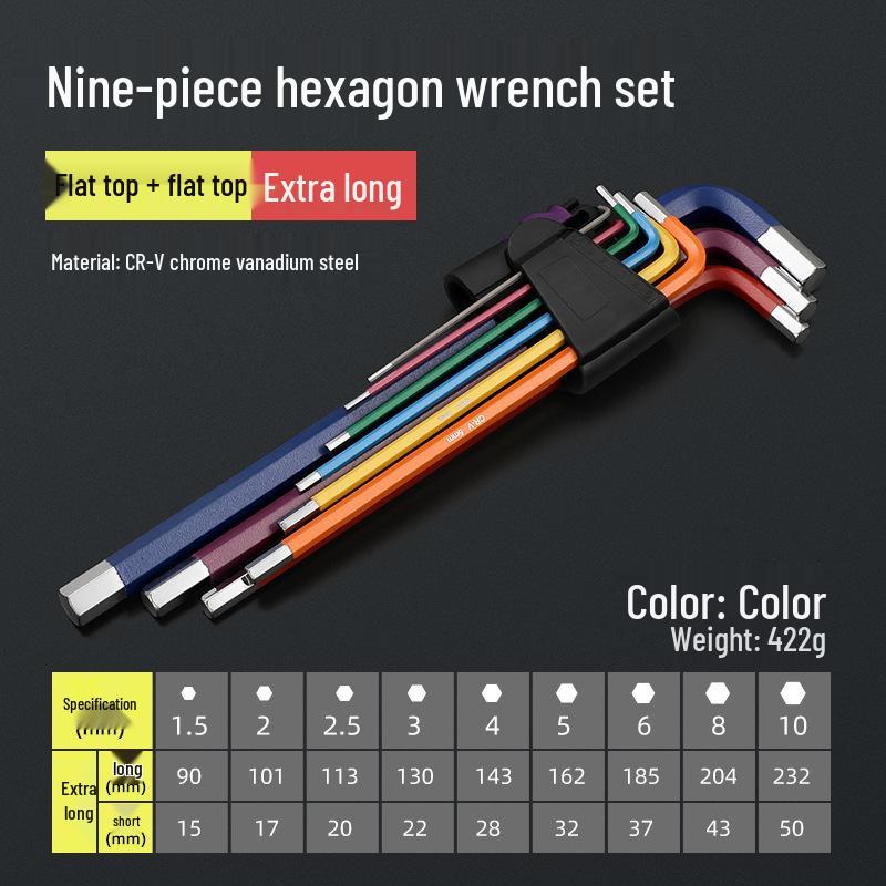 Bangyuan Industriequalität Farbiger Sechskantschlüsselsatz (1.5-10MM)
