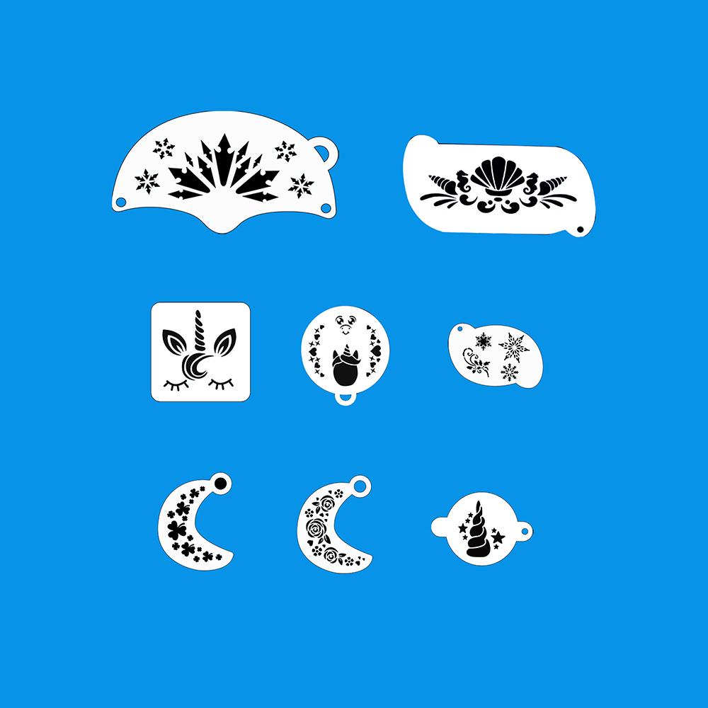 8 szt. 9 szt. Wielokrotnego użytku Szablony do Malowania Twarzy do Malowania Ciała Halloween Party Makijaż Szablony do Tymczasowych Tatuaży