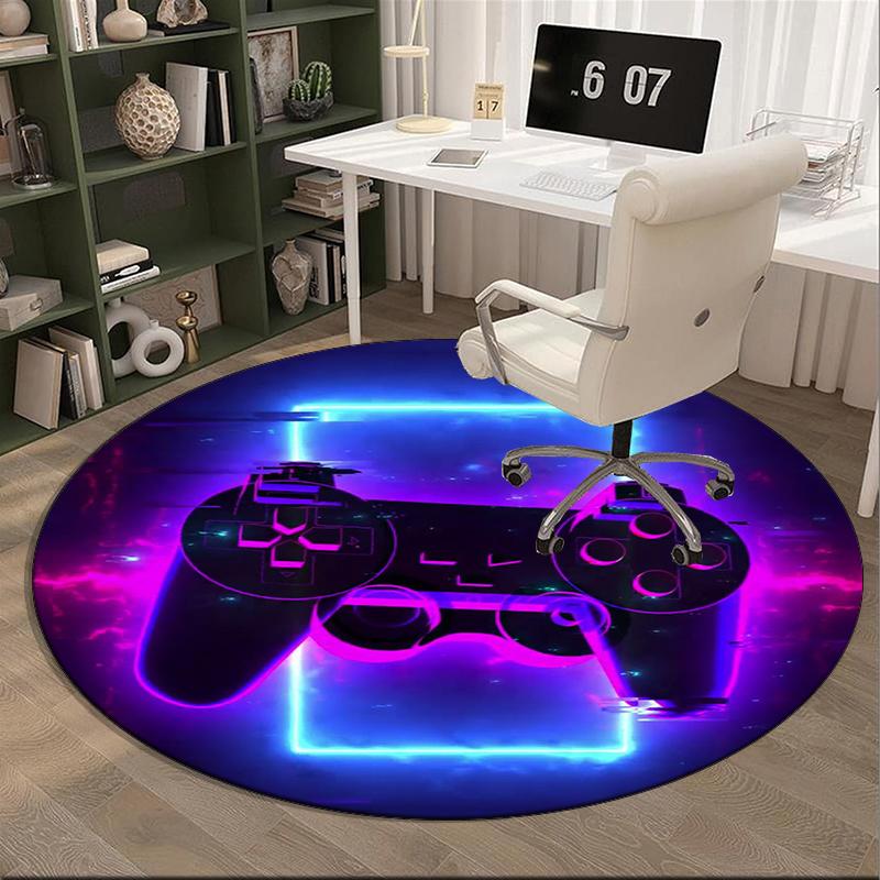 Energetic Gaming Controller round carpet Chair cushion Round Entryway Rug, Soft Round Rugs for Living Room, Bedroom, Circle Carpet decor gifts