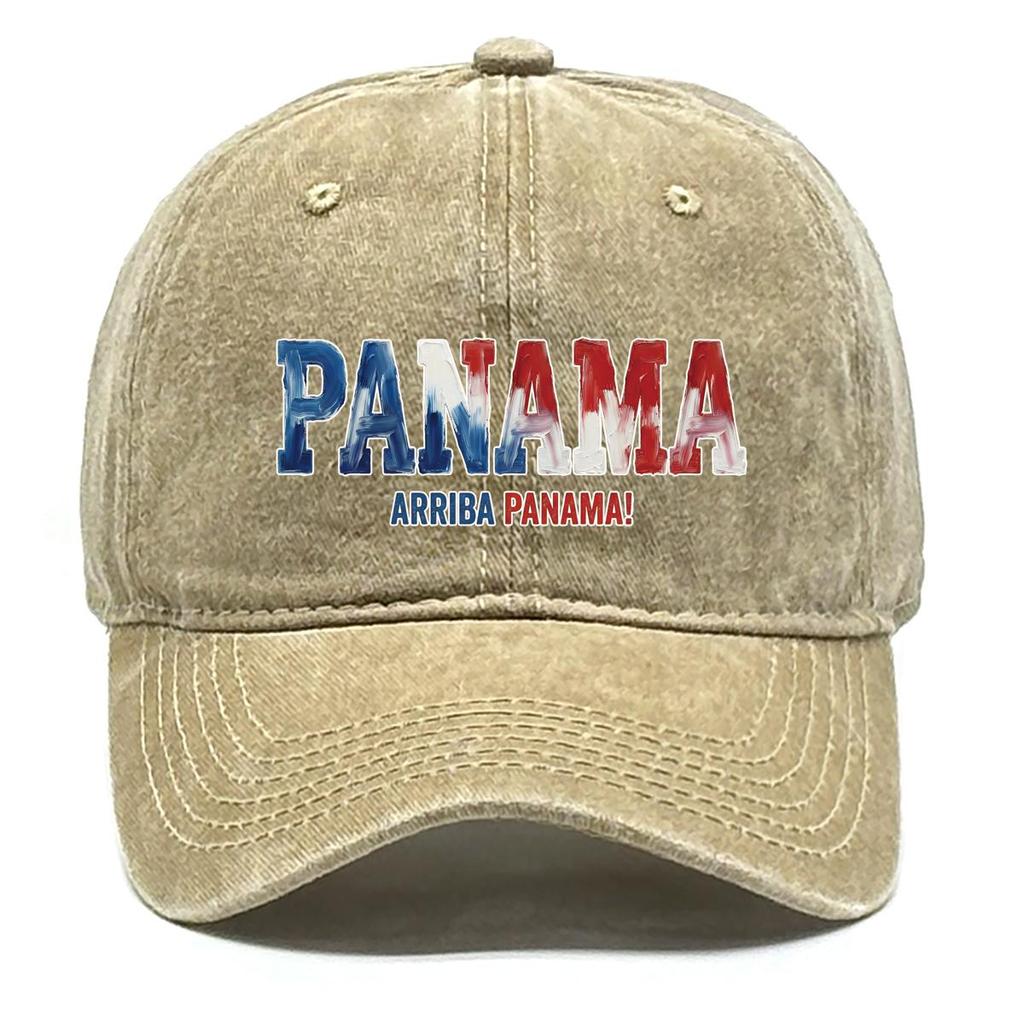 "PANAMA" "ARRIBA PANAMA" Flag Printed Sun Hat , Adjustable Snapback Baseball Cap Curved Brim Hip Hop Vintage Non-Stretch Fabric Sun Hat
