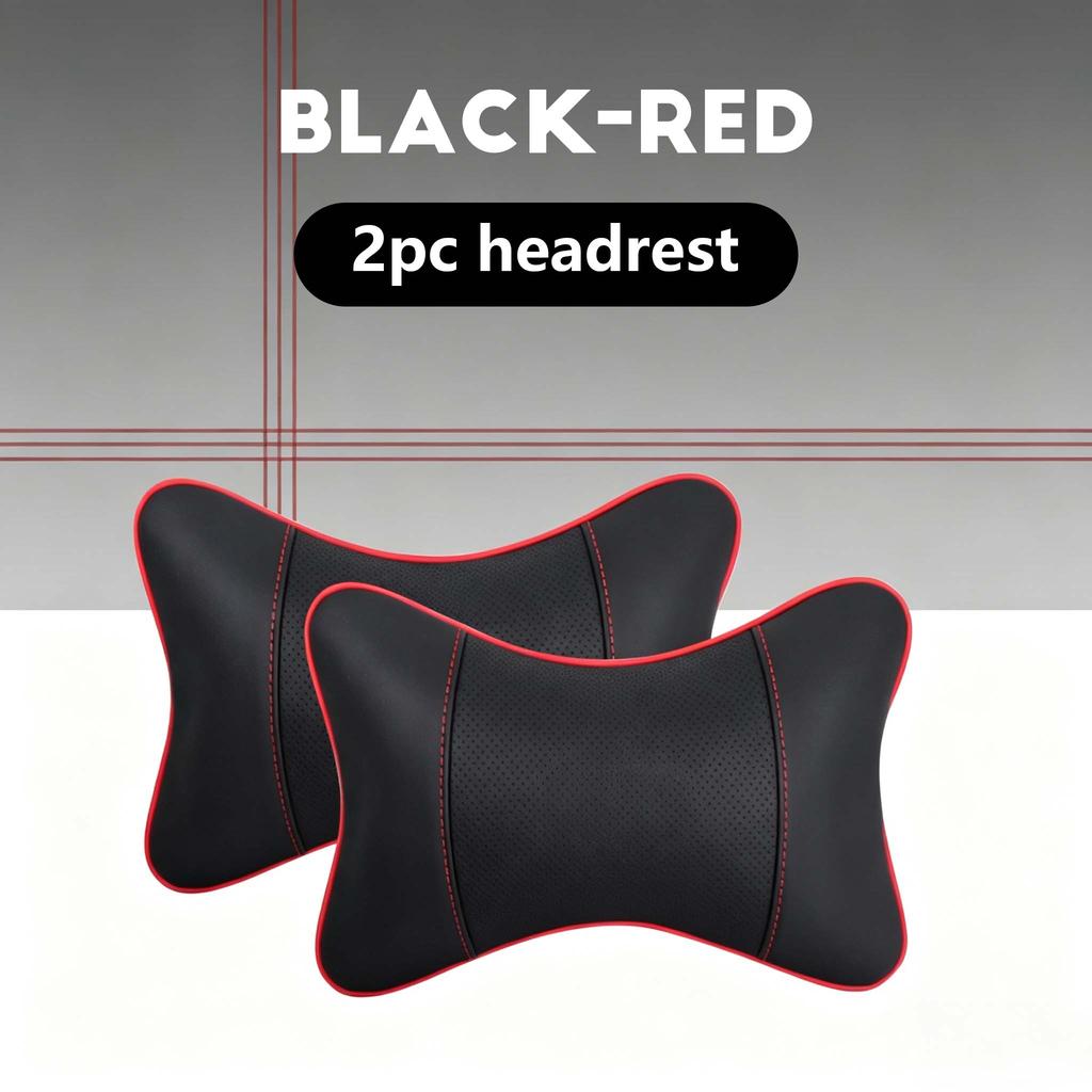 NWL3 2pcs Car Seat Leather Headrest Neck Pillow, Soft Comfortable Neck Support for VW Golf Passat Tiguan Skoda Octavia Kodiaq Auto In