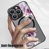Purple Peony Print Magnetic Phone Case For iPhone 15 16 14 Pro Max 16 PLus 13 12 Pro 11 For Magsafe Wireless Charge  Hard Cover