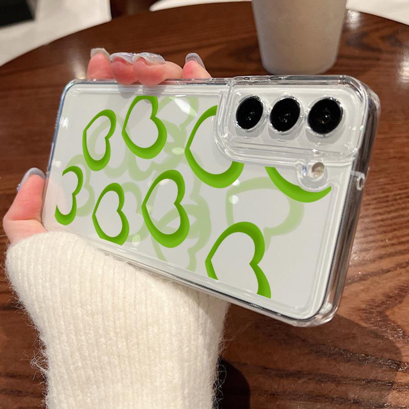 Heart Print Transparent Phone Case For Samsung Galaxy S25 S24 S22 Ultra S23 S24 FE A17 A56 A16 A36 A26 A55 A15 A25 A54 5G Shockproof Soft TPU Cover