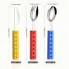 Creative Silicone Building Blocks Children's Stainless Steel Cutlery Set: Knife, Fork, Spoon, and Baby Food Spoons.