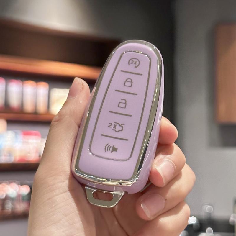 

Чехол для брелока с брелоком для ключей для Ford Edge Focus Flex Explorer Taurus Lincoln MKS MKT MKX фиолетовый