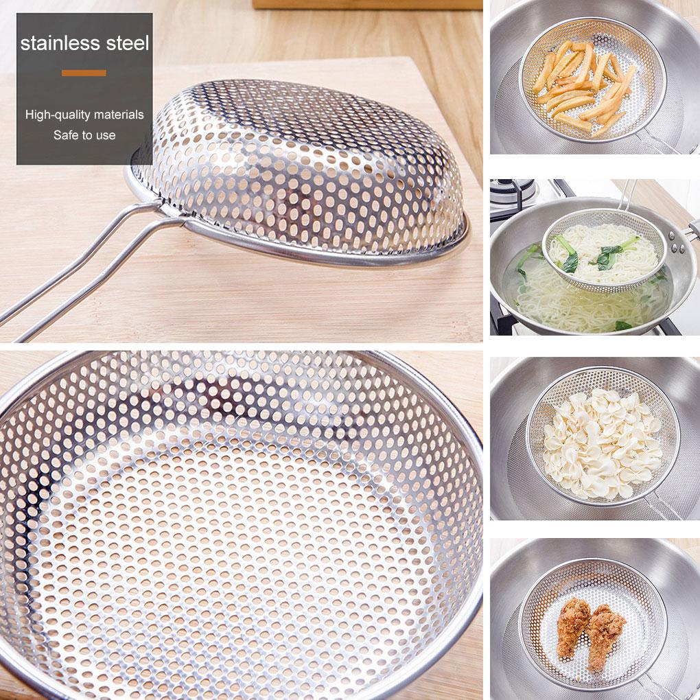Strainer Spoon Stainless Filter Scoop Hanging Frying Spoon Skimmer for Kitchen