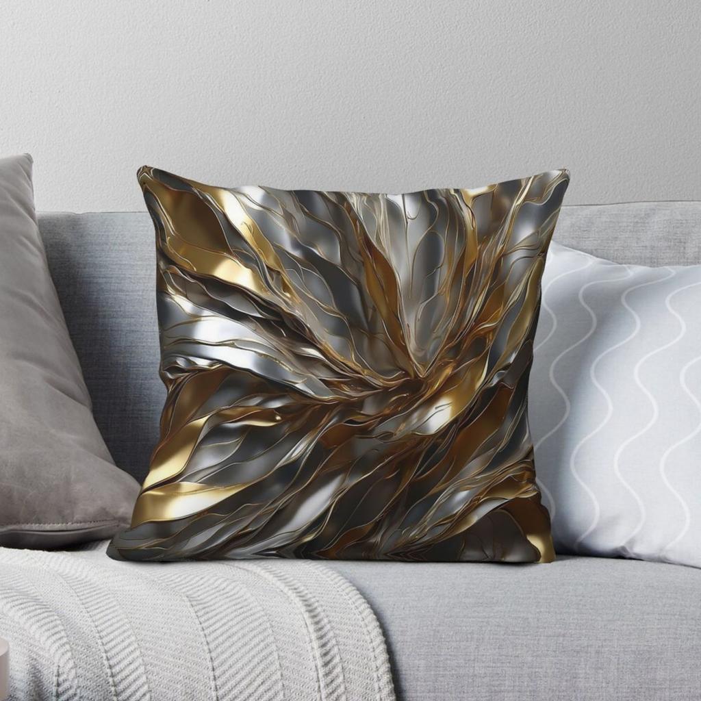 Metallic Fusion Silver Gold D Pillowcase Polyester Linen Velvet Printed Zip Decorative Home Cushion Case