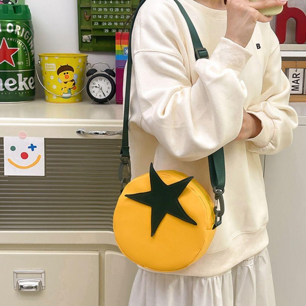 Harajuku Tomato Shape Crossbody Bag Message Bag Mobile Phone Pack Funny Shoulder Bag Unisex