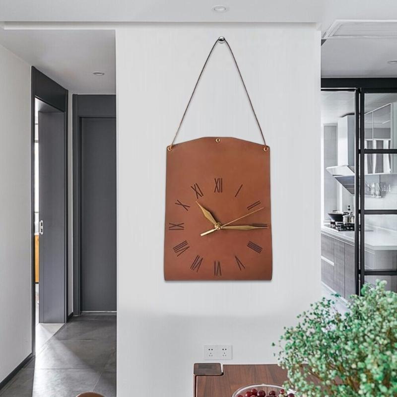 62KD Handbag Designs Wall Clock PU Leather Quiet Clock Home Decoration Accessories