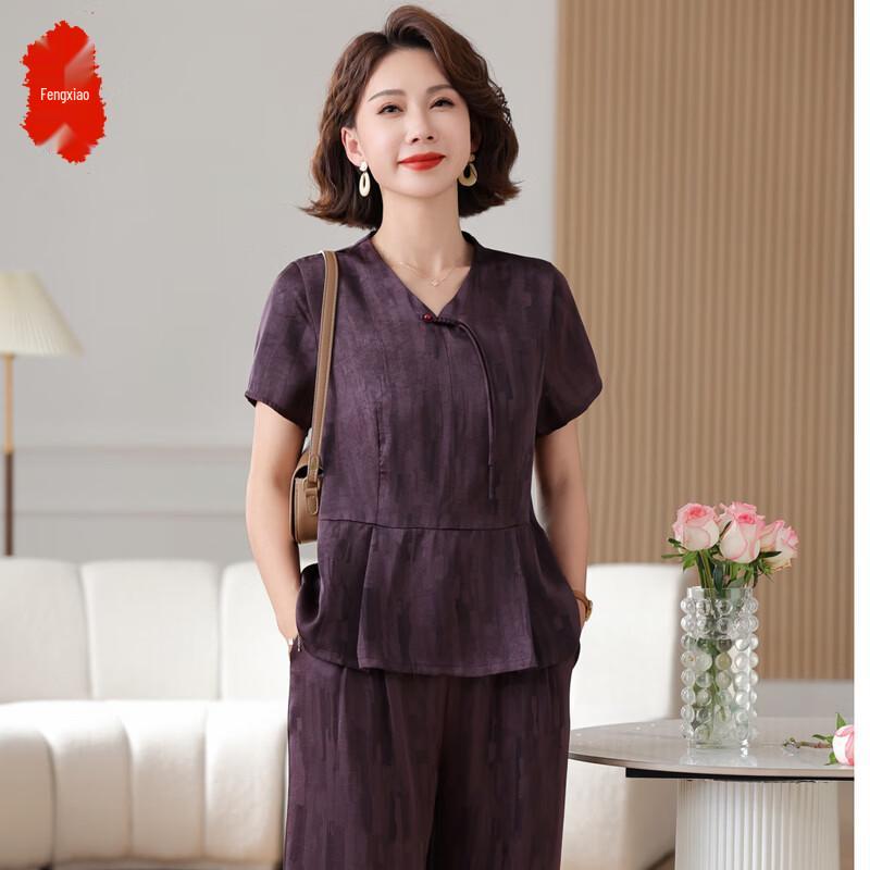 New Chinese Style Short Sleeve Blouse for Middle-Aged Women