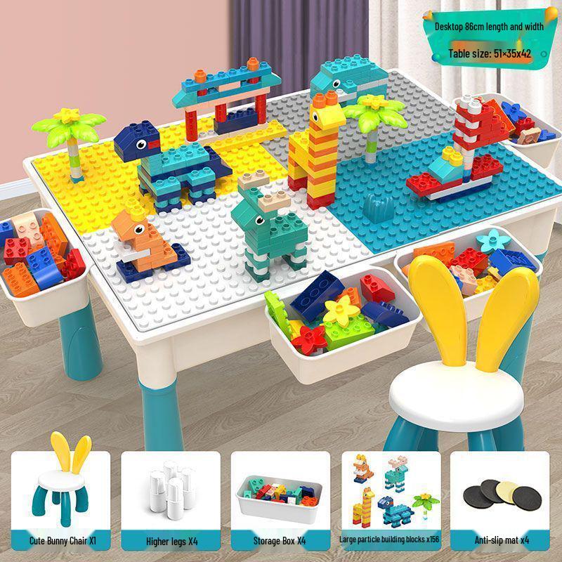 Large Particle Multifunctional Building Blocks Table for Early Education Games
