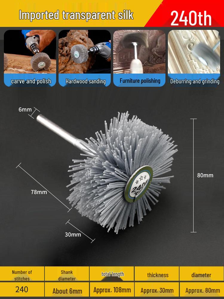 DuPont Nylon Silk Woodworking Polishing Wheel for Root Carving