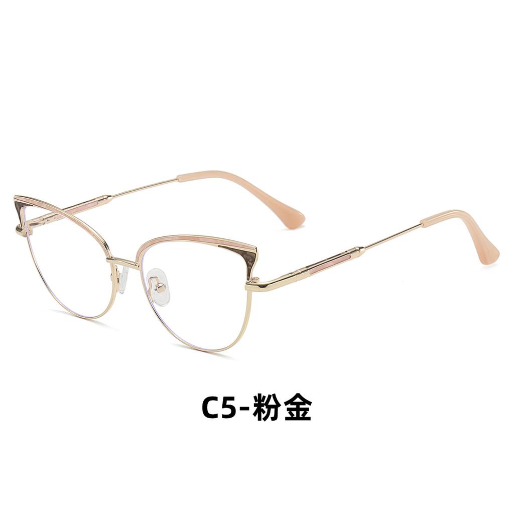 Blue Light Glasses Women Oversized Eyeglasses Fashion Clear Computer Glasses Semi-Rimless Eyewear Optical Spectacle Pink