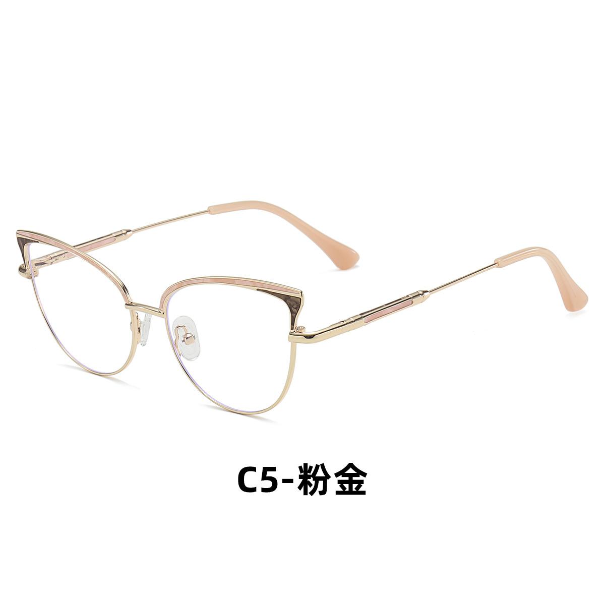 

Blue Lightweight Glasses Women Large-sized Eyeglasses Fashionable Transparent Computer Use Glasses Semi-Rimless Eyewear Optical-grade Spectacle Pink Original lens 0