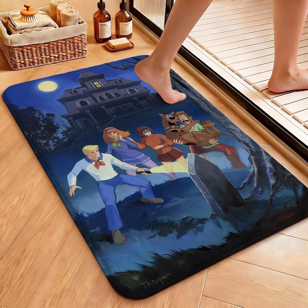 Scoobydoo Spooky Night Adventure Patterned Rug Soundproof Noisereducing Carpet For Bathroom Kitchen Home Party Decor Christmas Gift