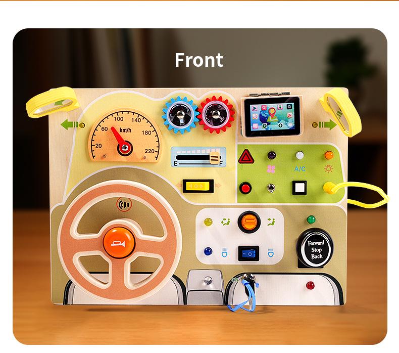 Children's Wooden Steering Wheel Puzzle - Montessori-Inspired Educational Busy Board for Simulated Driving and Intellectual Development
