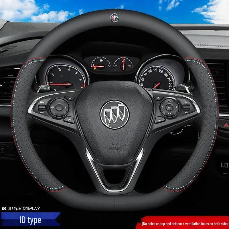 Genuine Leather Ultra-thin Breathable Anti-slip Steering Wheel Cover for All Seasons