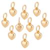 20Pcs Rack Plating Brass Pendants Heart Charms with Jump Rings Long-Lasting Plated Lead Free & Cadmium Free Real 14K Gold Plated 9x7x4.5mm Hole: 4.5mm