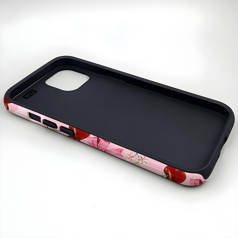 Sweet girl wind cherry bow mobile phone case iPhone16promax two-in-one film case Apple 17 anti-collision case