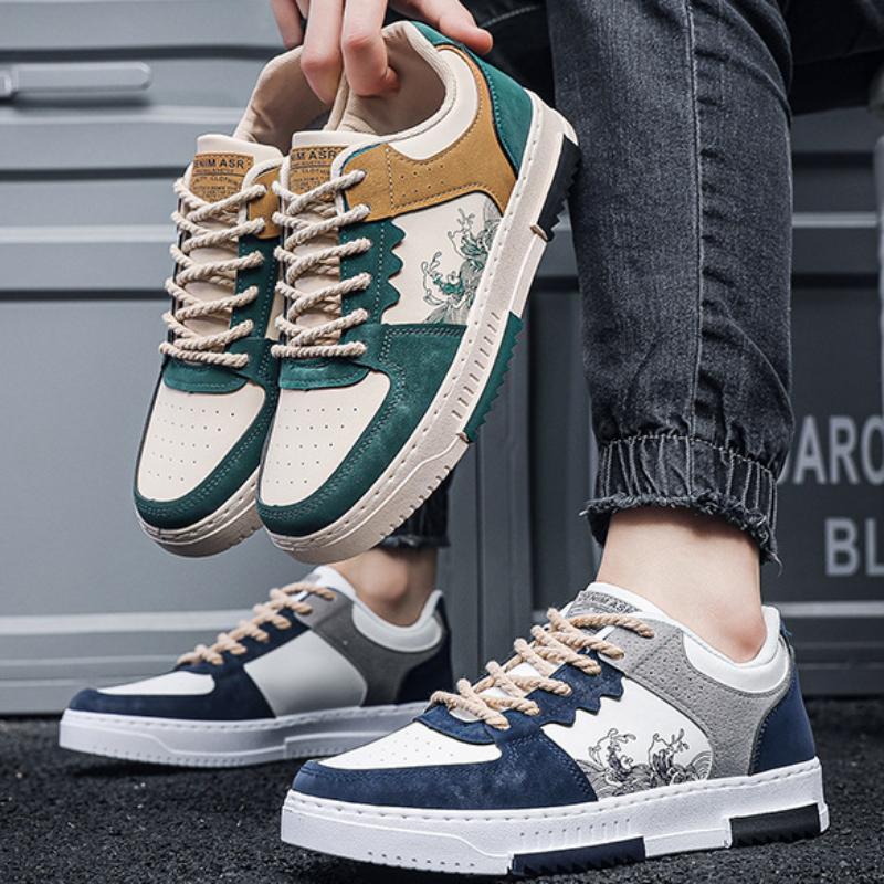 Fashion Breathable Men's Sport Shoes New Top Quality Casual PU Leather Shoes Men Sneaker 2024 Spring Boys Student Tenis Sneakers Zapatos