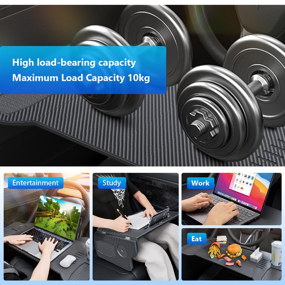 Foldable Car Laptop Desk Upgraded Tray Stand Compatible with Tesla Model 3/Y Steering Wheel Eating Table for Travel Work Camping