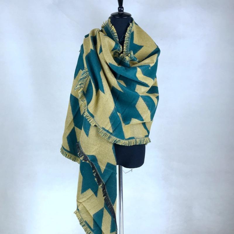 Autumn and Winter Thickened Warm Cloak Versatile Imitation Cashmere Plaid Jacquard Shawl Scarf Women