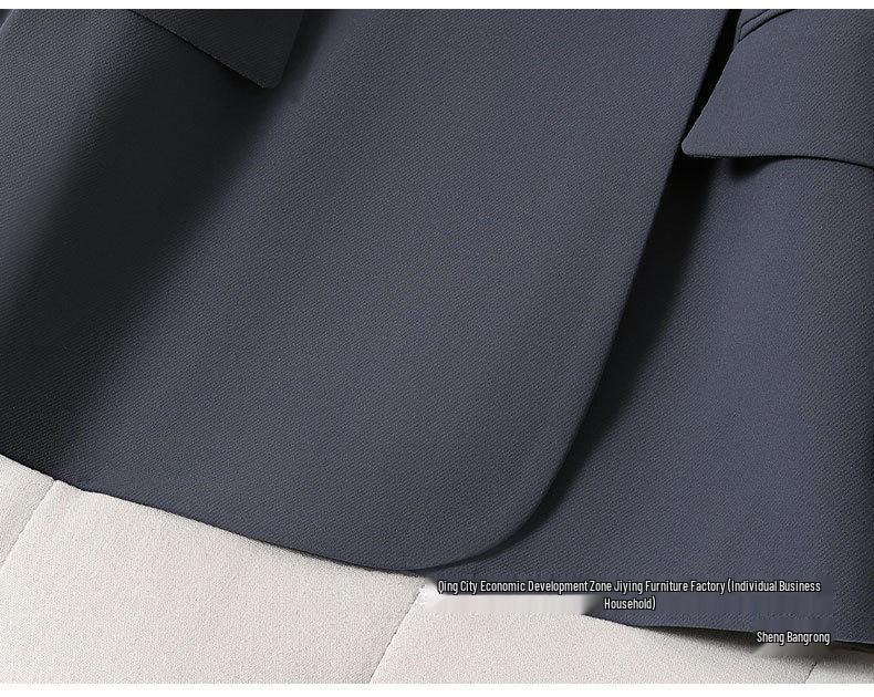 Women's Gray Blazer Jacket and Pants Two-Piece Set for Early Autumn 2025 - Petite Casual Suit