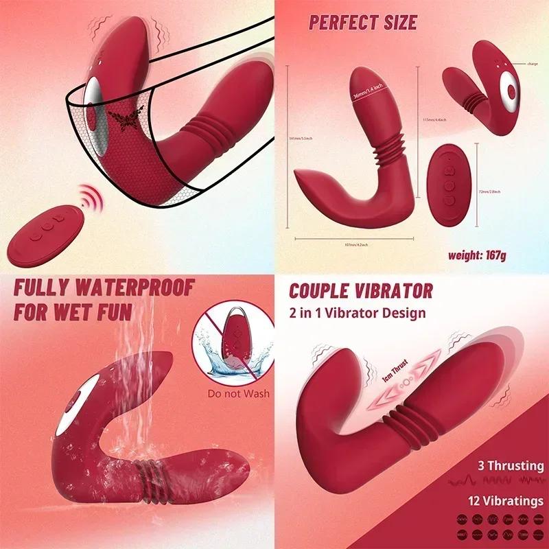 Telescopic Remote Control Vibrator Fetish Dildo Male Bd Toys Female Clitoris Sextouse Tricks Prostate Massage Anal Tail Toys