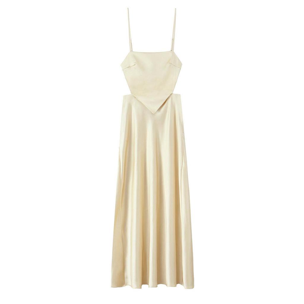 2025 Spring European & American Style Women's Silk Satin Scarf Dress