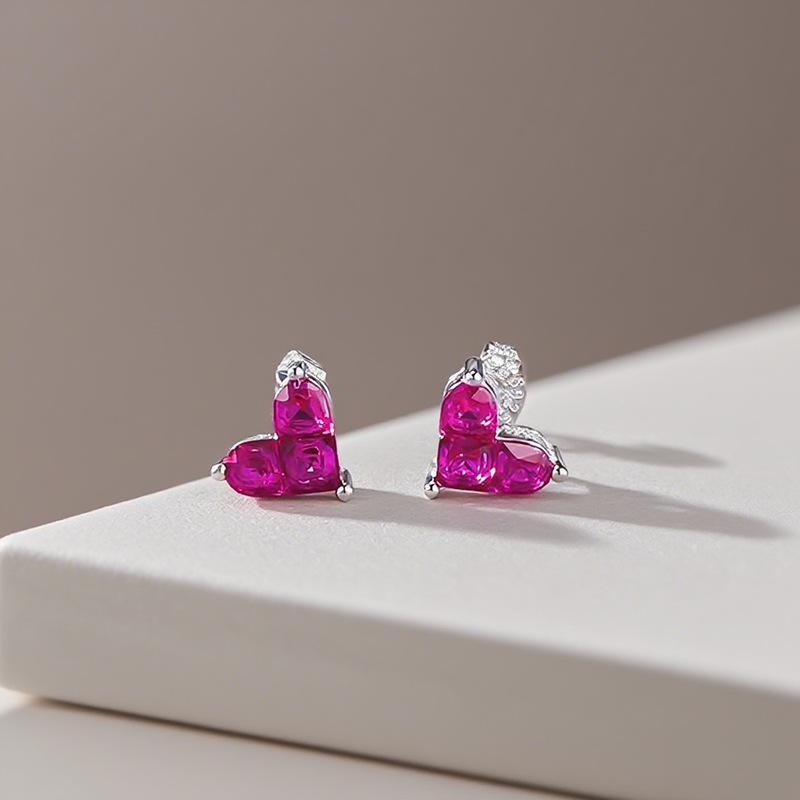 Hui Zhi Yi S925 Silver Mini Peach Heart Stud Earrings - Daily Light Luxury Fashion Versatile Hot Sale