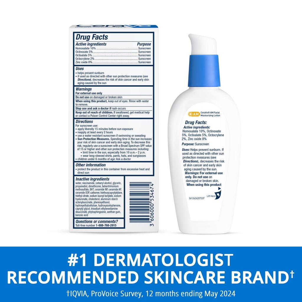 Cerave Am Face Moisturizer Lotion With Sunscreen Spf 30 For Normal To Oily Skin  2 Fl Oz